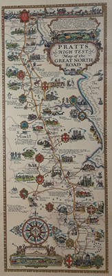 Lot 304 - PRATTS HIGH TEST MAP OF THE GREAT NORTH ROAD