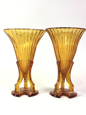Lot 86 - GROUP OF AMBER ART DECO GLASSWARE