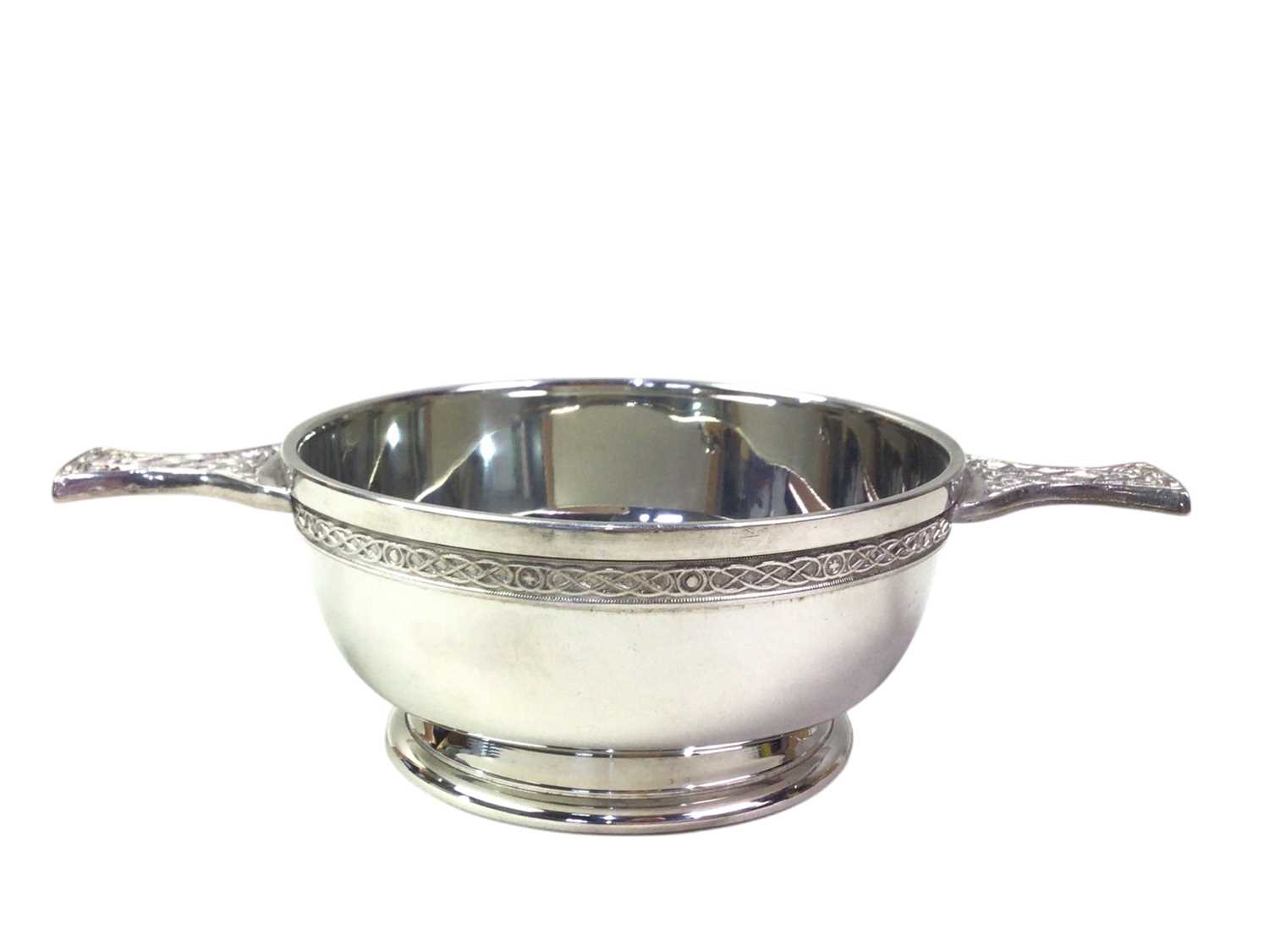 Lot 362 - FIVE PRESENTATION PEWTER QUAICHS