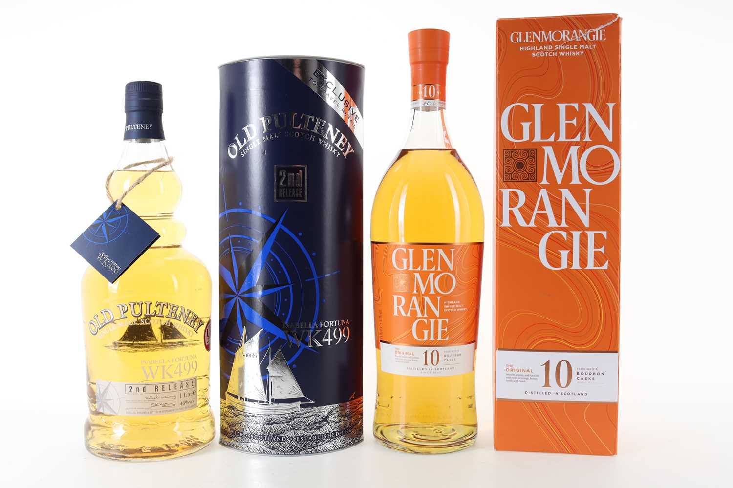 Lot 24 - OLD PULTENEY ISABELLA FORTUNA WK499 2ND RELEASE 1L AND GLENMORANGIE 10 YEAR OLD 1L