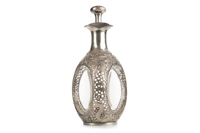 Lot 1201 - CHINESE EXPORT SILVER MOUNTED DIMPLE DECANTER