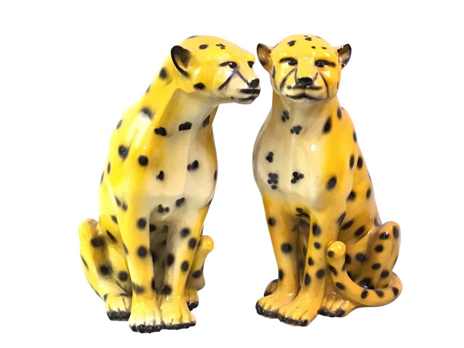 Lot 827 - PAIR OF CERAMIC CHEETAHS