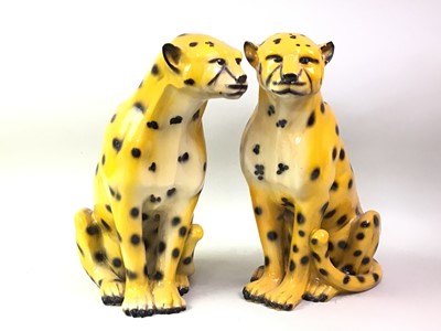 Lot 827 - PAIR OF CERAMIC CHEETAHS