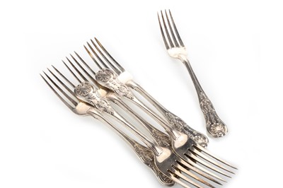 Lot 1027 - SET OF SIX VICTORIAN SILVER TABLE FORKS