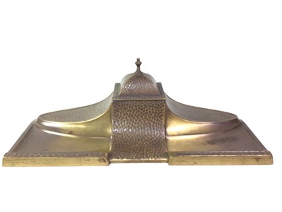 Lot 215 - WMF HAMMERED BRASS FOUR-PIECE DESK SET