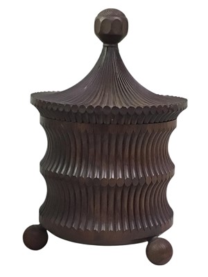 Lot 241 - CARVED WOODEN POT