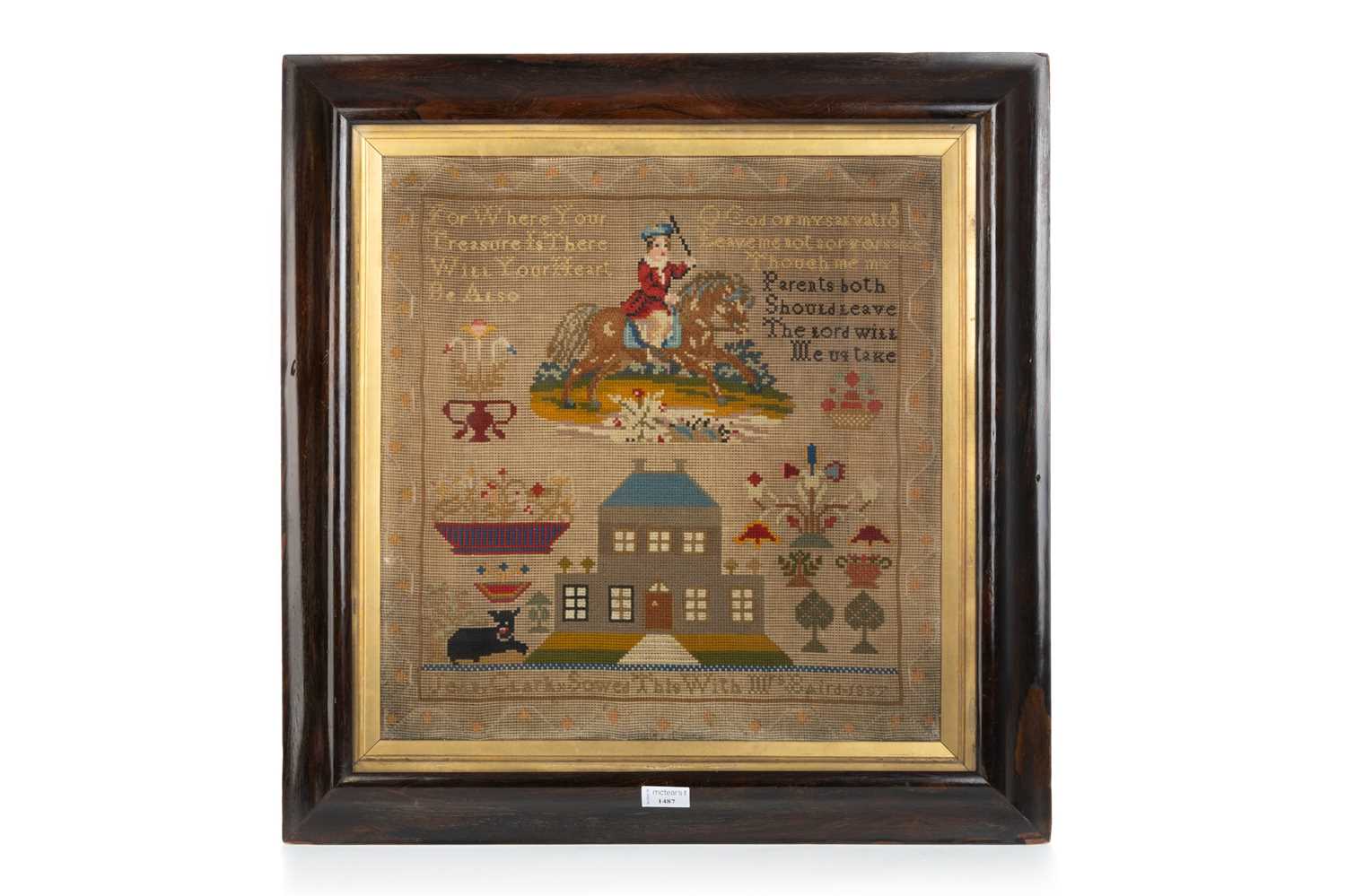 Lot 1287 - VICTORIAN SEWN SAMPLER