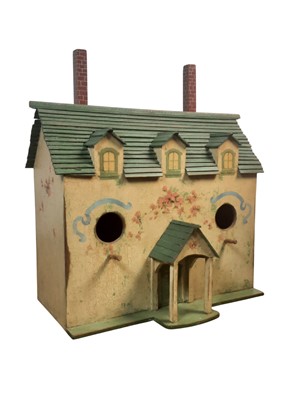 Lot 327 - VINTAGE BIRD BOX MODELLED IN THE FORM OF A DOLLS' HOUSE