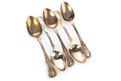 Lot 1031 - MATCHED SET OF FIVE VICTORIAN SCOTTISH SILVER SPOONS