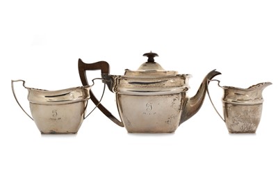 Lot 1036 - GEORGE V SILVER THREE PIECE TEA SERVICE