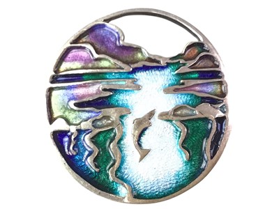 Lot 425 - PAT CHENEY FOR ORTAK, SILVER AND ENAMEL BROOCH