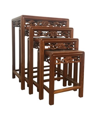 Lot 347 - CHINESE HARDWOOD NEST OF FOUR TABLES