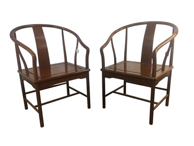 Lot 532 - PAIR OF CHINESE HARDWOOD ARMCHAIRS