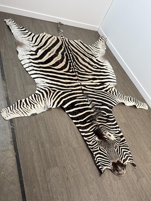 Lot 580 - ZEBRA HIDE RUG