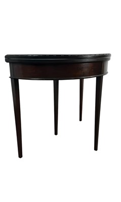 Lot 378 - MAHOGANY DEMI LUNE TURNOVER CARD TABLE