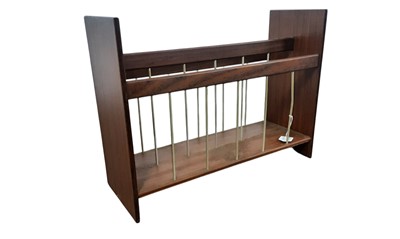 Lot 553a - MID CENTURY TEAK AND METAL MAGAZINE RACK