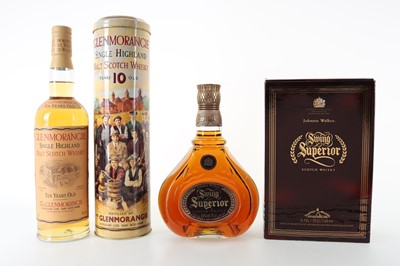 Lot 220 - JOHNNIE WALKER SWING SUPERIOR 75CL AND GLENMORANGIE 10 YEAR OLD