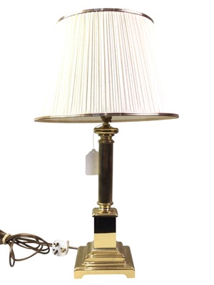 Lot 643 - TWO PAIRS OF BRASS TABLE LAMPS
