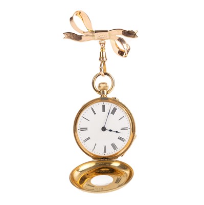 Lot 855 - EIGHTEEN CARAT GOLD HALF HUNTER FOB WATCH