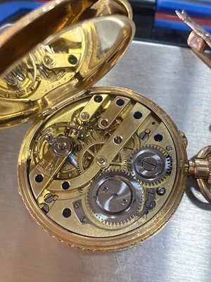 Lot 855 - EIGHTEEN CARAT GOLD HALF HUNTER FOB WATCH