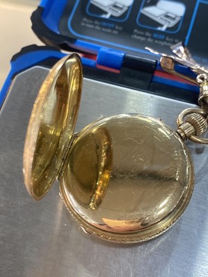 Lot 855 - EIGHTEEN CARAT GOLD HALF HUNTER FOB WATCH