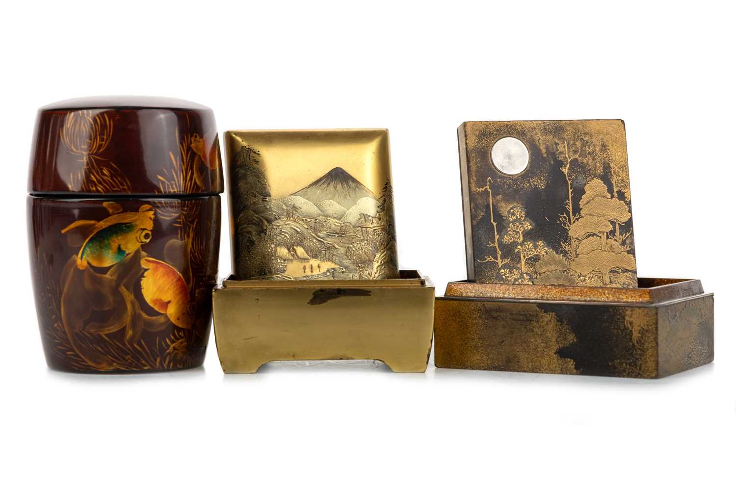 Lot 1448 - THREE JAPANESE LACQUERED BOXES