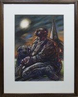 Lot 4 - * PETER HOWSON OBE, JOURNEY'S END pastel on...
