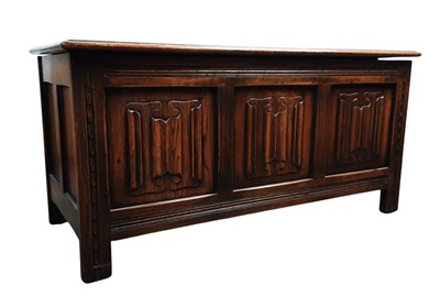 Lot 758 - STAINED WOOD BLANKET CHEST