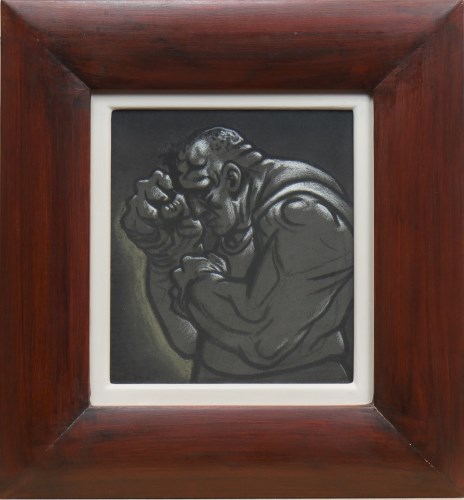 Lot 13 - * PETER HOWSON OBE, THE FIGHTER pastel on...