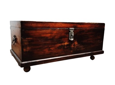 Lot 759 - WOODEN BLANKET CHEST