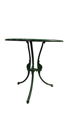 Lot 763 - CAST METAL GARDEN TABLE AND TWO CHAIRS