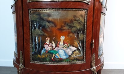 Lot 1575 - FRENCH KINGWOOD AND GILTMETAL MOUNTED DEMI-LUNE VITRINE