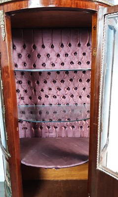 Lot 1575 - FRENCH KINGWOOD AND GILTMETAL MOUNTED DEMI-LUNE VITRINE