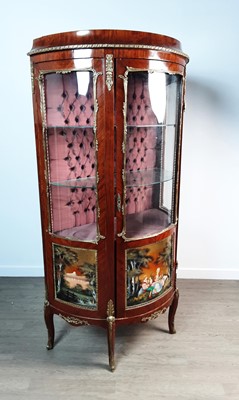 Lot 1575 - FRENCH KINGWOOD AND GILTMETAL MOUNTED DEMI-LUNE VITRINE