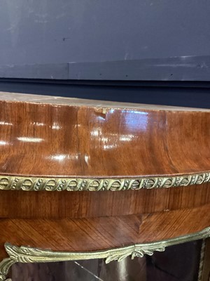 Lot 1575 - FRENCH KINGWOOD AND GILTMETAL MOUNTED DEMI-LUNE VITRINE