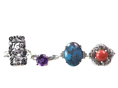 Lot 824 - FOUR STERLING SILVER RINGS