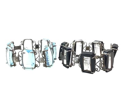 Lot 837 - TWO VINTAGE JAPANESE GLASS PAGODA BRACELETS