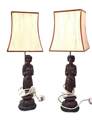 Lot 802 - PAIR OF BRASS TABLE LAMPS