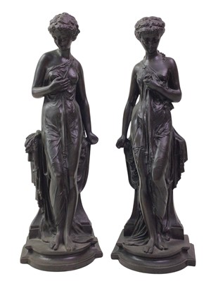 Lot 262 - PAIR OF REPRODUCTION BRONZE EFFECT NEO-CLASSICAL FIGURES