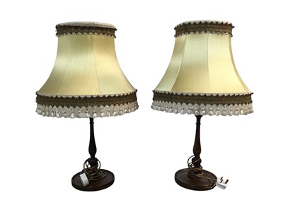 Lot 263 - PAIR OF MAHOGANY CANDLESTICK TABLE LAMPS