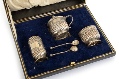 Lot 1053 - VICTORIAN SILVER CONDIMENT SET