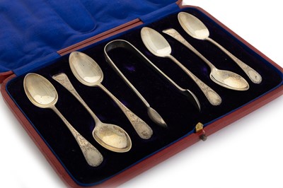 Lot 1056 - THREE SETS OF SILVER SPOONS