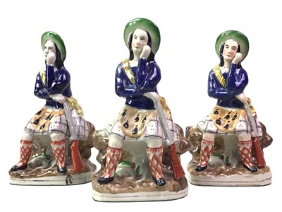 Lot 381 - THREE STAFFORDSHIRE FIGURES