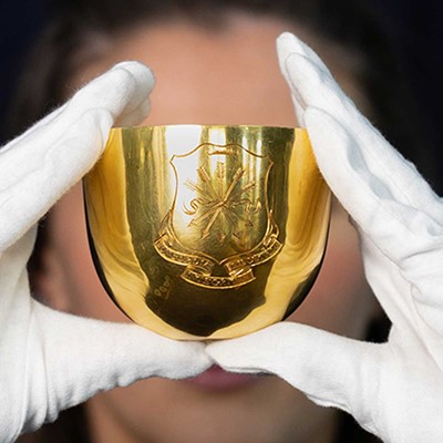 Lot 1300 - AN EXTRAORDINARY ARMORIAL CEREMONIAL CUP