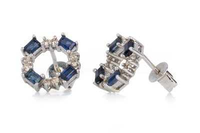 Lot 609 - PAIR OF SAPPHIRE AND DIAMOND EARRINGS