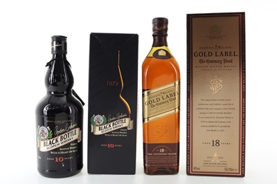 Lot 202 - JOHNNIE WALKER 18 YEAR OLD GOLD LABEL AND BLACK BOTTLE 10 YEAR OLD