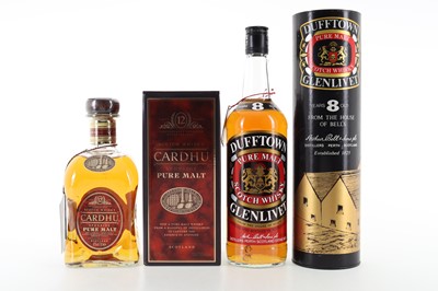 Lot 206 - CARDHU 12 YEAR OLD PURE MALT AND DUFFTOWN-GLENLIVET 8 YEAR OLD 75CL