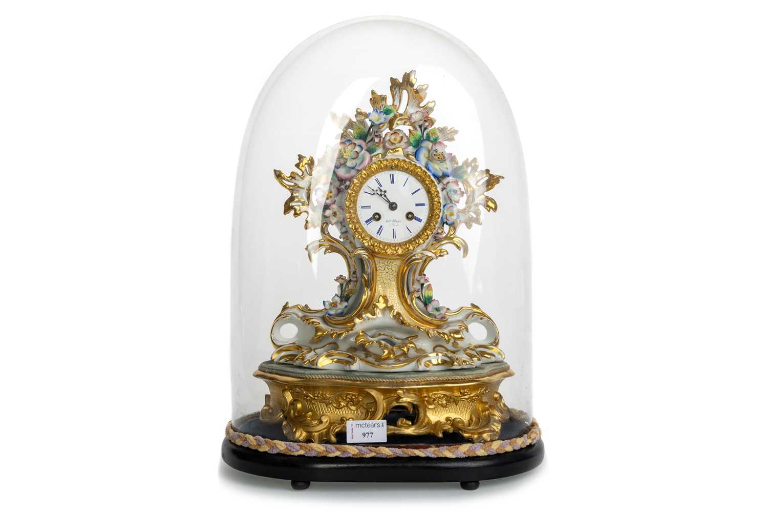 Lot 977 - PARISIAN PORCELAIN CASED MANTEL CLOCK