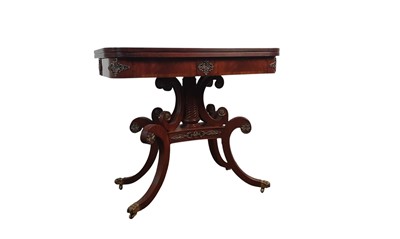 Lot 1241 - REPRODUCTION MAHOGANY TURNOVER TABLE