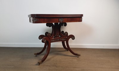 Lot 1241 - REPRODUCTION MAHOGANY TURNOVER TABLE